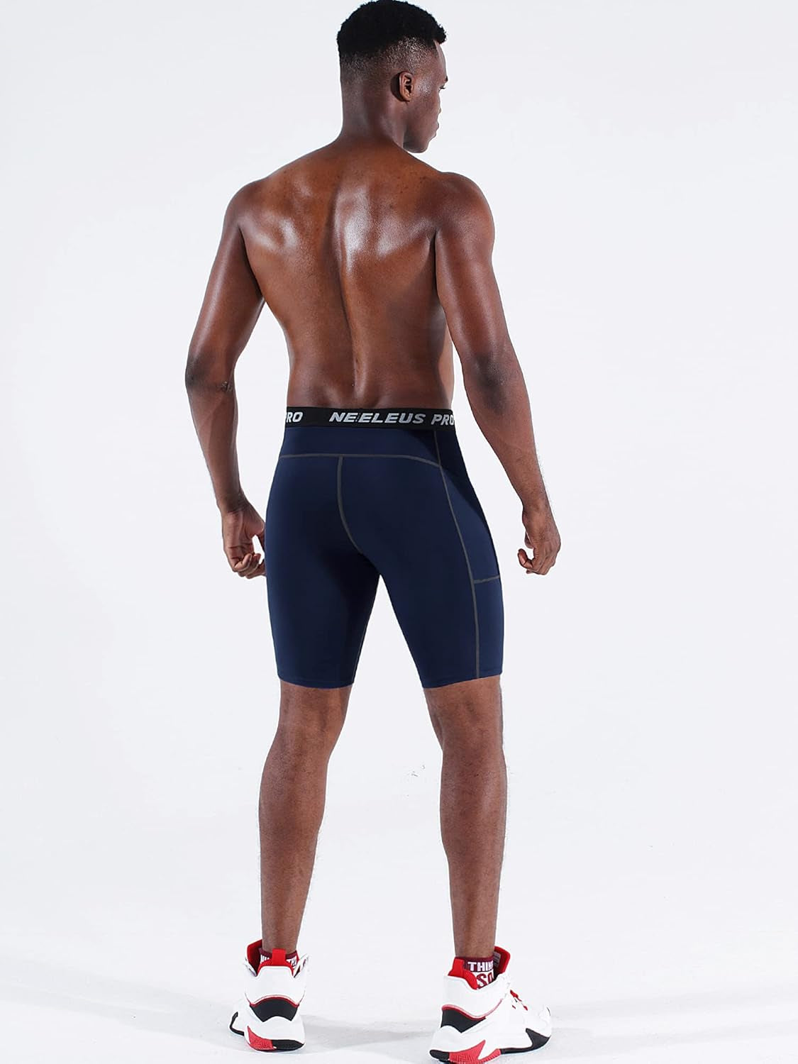 Men'S Compression Short with Pocket Dry Fit Yoga Running Shorts Pack of 3