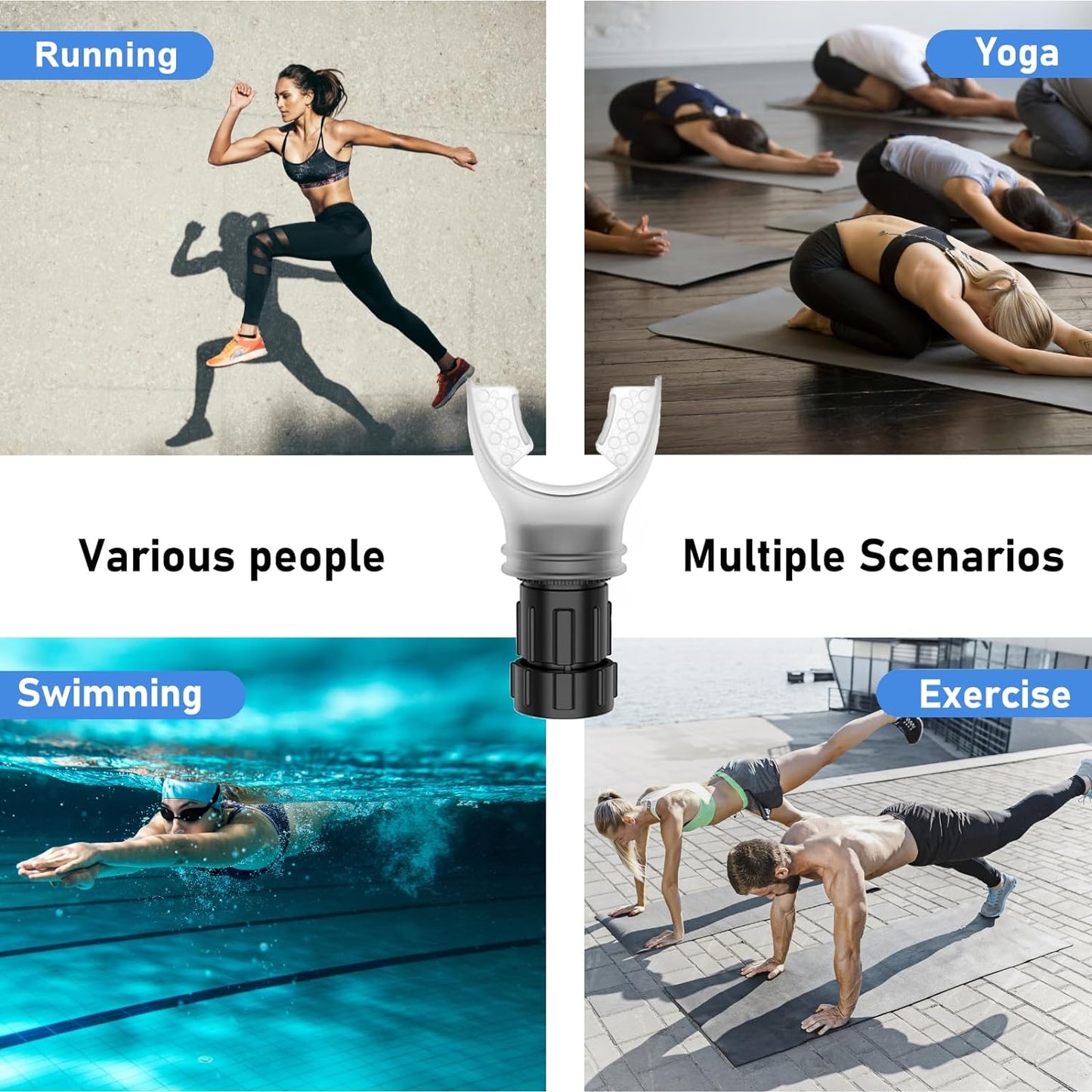 Oxyflow Portable Adjustable Trainer for Oral and Muscular Exercise - for Daily Fitness Training, Easy to Clean, White+Black