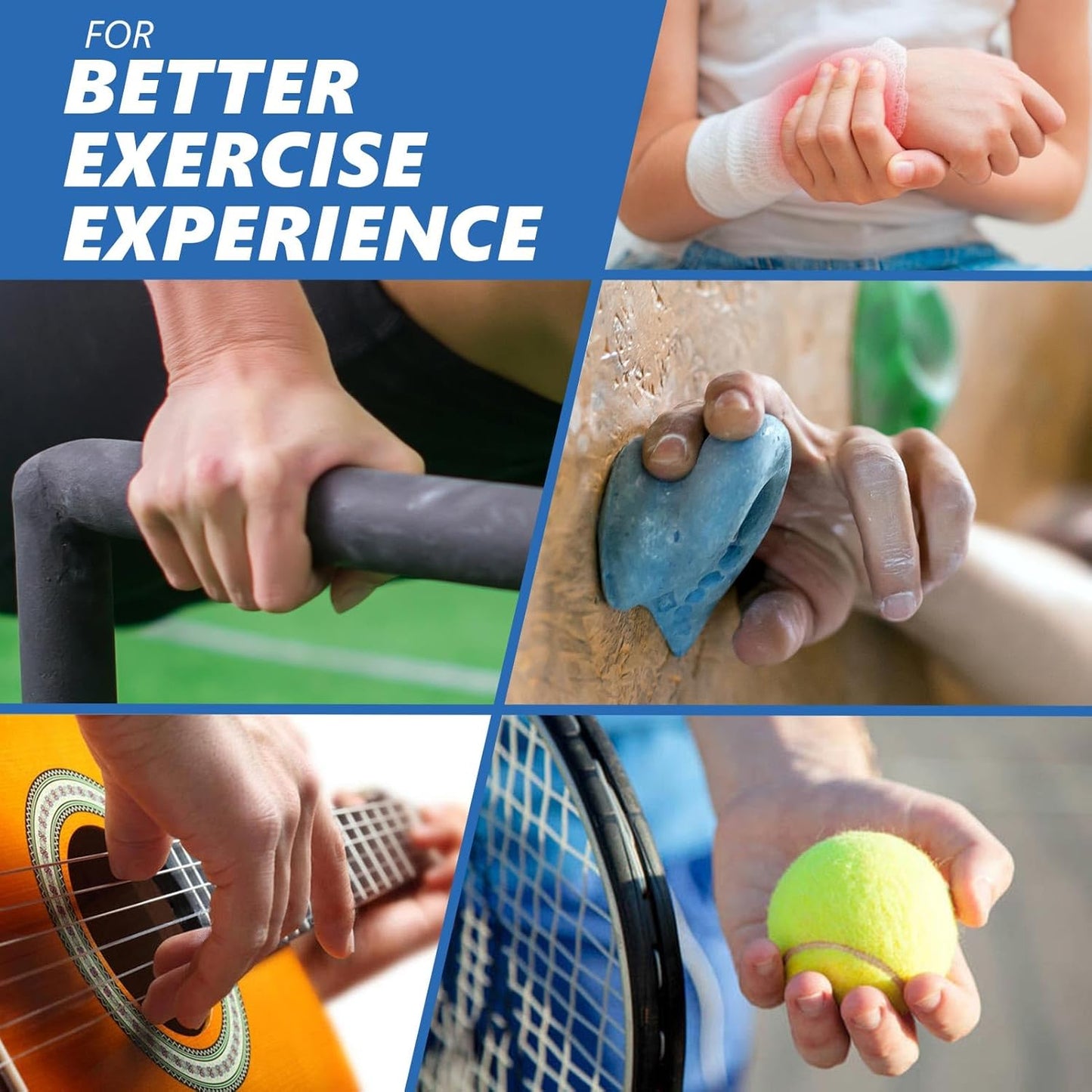 Hand Grip Strengthener, Finger Exerciser, Multiple Resistance Levels Kit - 3 Types, Set of 8