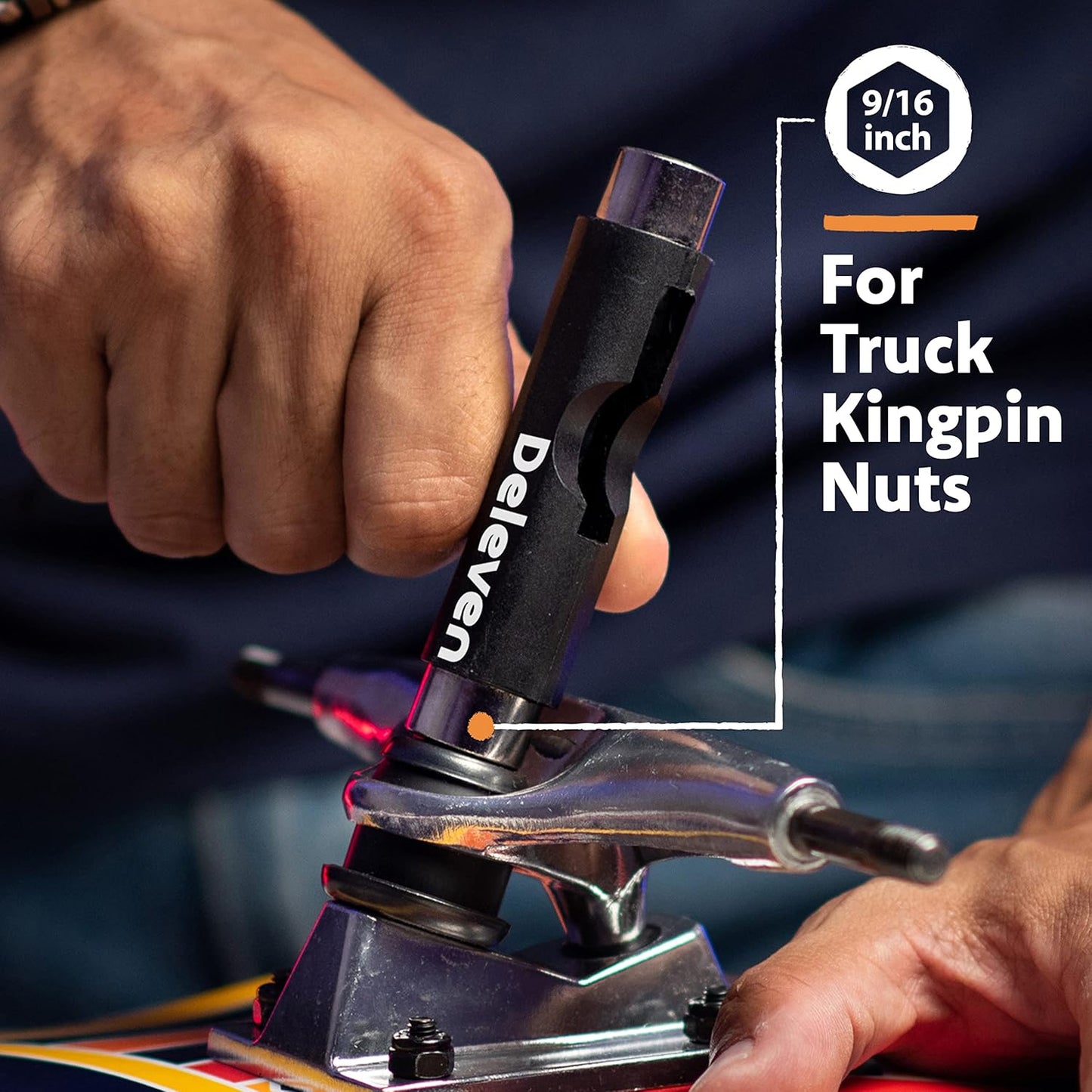 Deleven Skate Tool All-In-One Lightweight Portable Skateboard Tool - T Tool with Allen Wrench, Phillips Head Screwdriver - Adjust Roller Skates, Longboards, Skateboards, Quads, Wheels, Trucks, Kingpin
