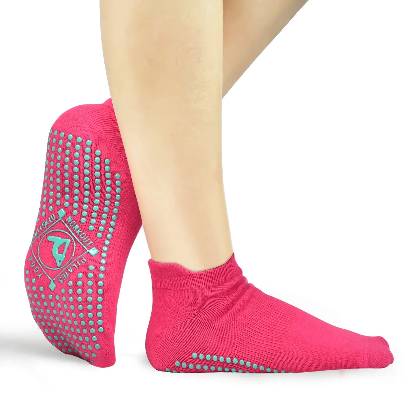 Pilates Yoga Non Slip Grips Socks 4 Pairs Sticky Ballet Workout Hospital Socks for Ladies