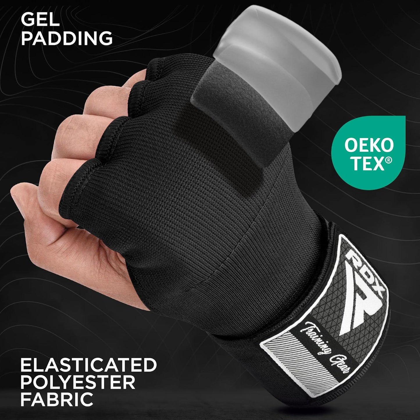Gel Boxing Hand Wraps Inner Gloves Men Women, Quick 75Cm Long Wrist Straps, Elasticated Padded Fist under Mitts Protection, Muay Thai MMA Kickboxing Martial Arts Punching Training Bandages