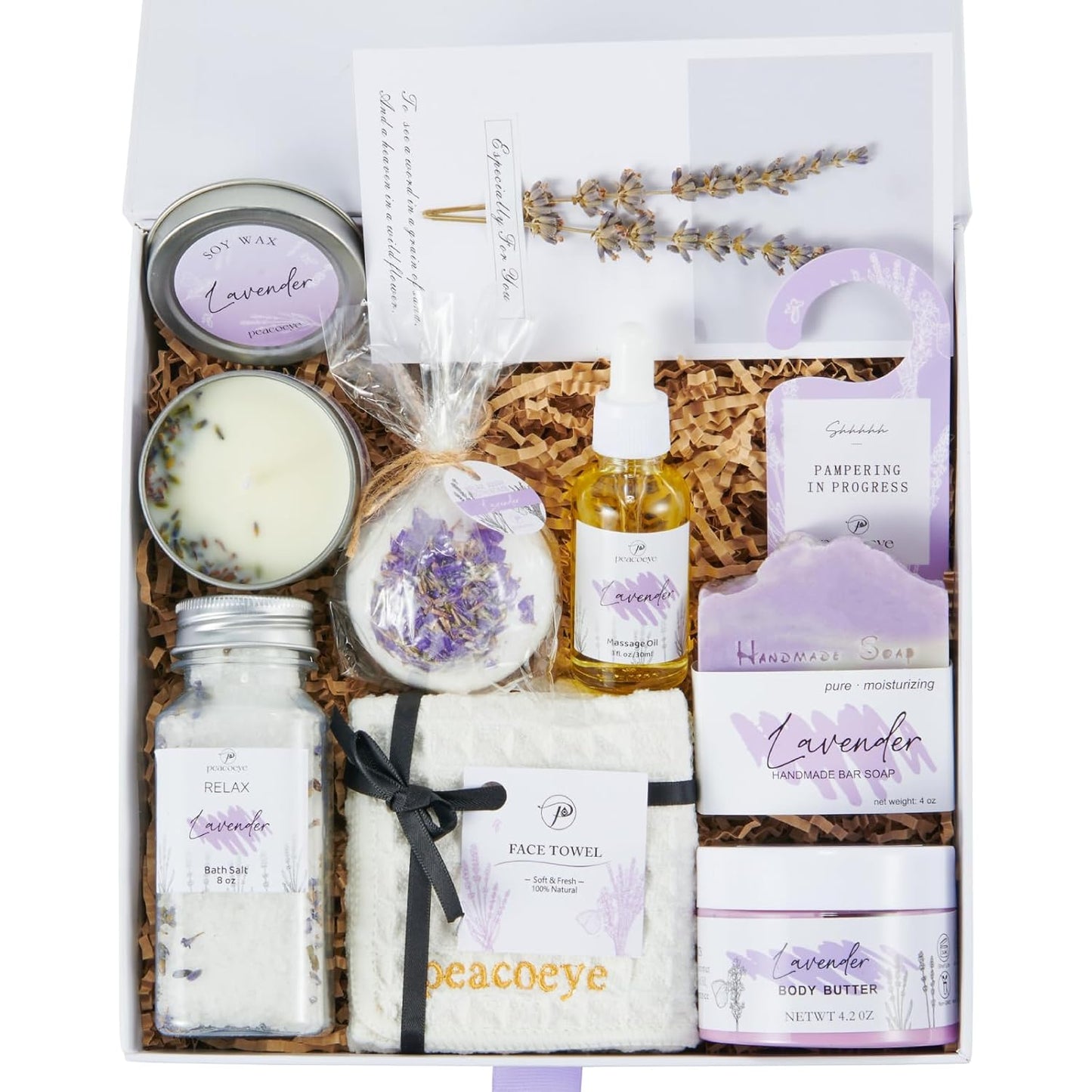Gifts for Women Spa Lavender Bath Gift Baskets Valentines Day Gifts Relaxing Self Care Gift for Mom Her Sister Wife Auntie Home Bath Kit Care Package Birthday Friendship Gift Ideas