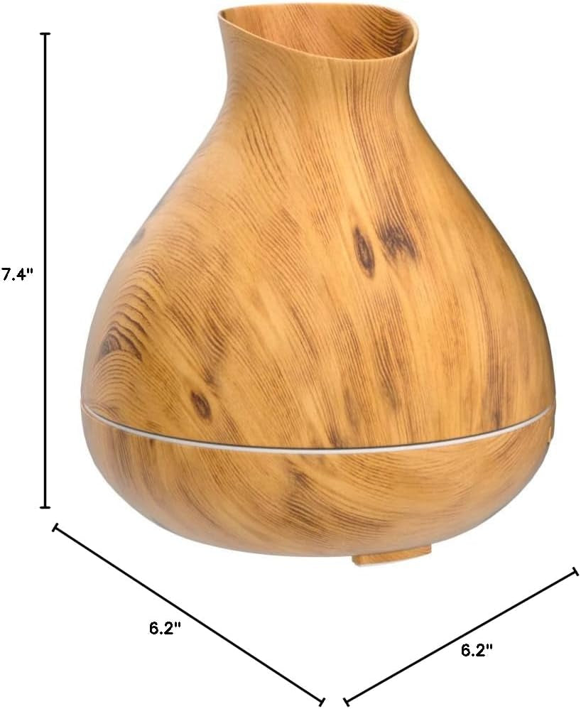 Aromatherapy Essential Oil Diffuser 550Ml 12 Hours Wood Grain Aroma Diffuser with Timer Cool Mist Humidifier for Large Room, Home, Baby Bedroom, Waterless Auto Shut-Off,7 Colors Lights Changing