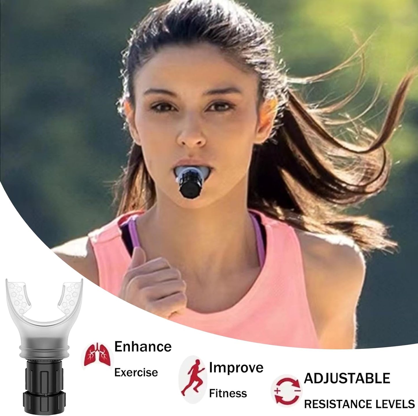 Oxyflow Portable Adjustable Trainer for Oral and Muscular Exercise - for Daily Fitness Training, Easy to Clean, White+Black