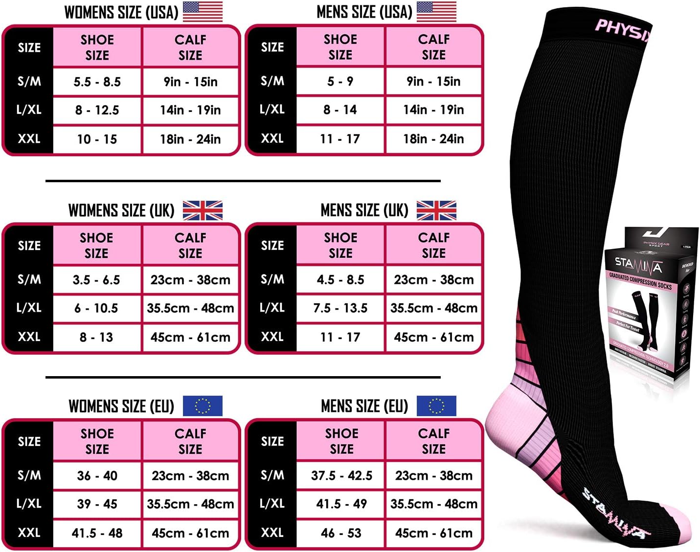 Physix Gear Compression Socks 20-30 Mmhg - Men & Women - Running, Nurses, Shin Splints, Flight, Travel