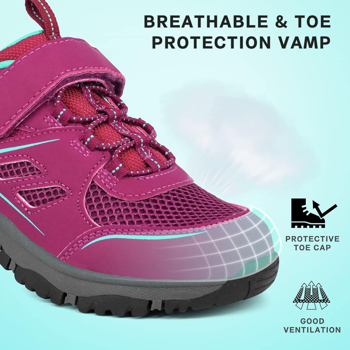 Kids Trail Running Shoes Boys Hiking Shoes Girls Hiking Boots Tennis Outdoor Slip Resistant Comfortable Sneakers for Big Kid Purple Size 5