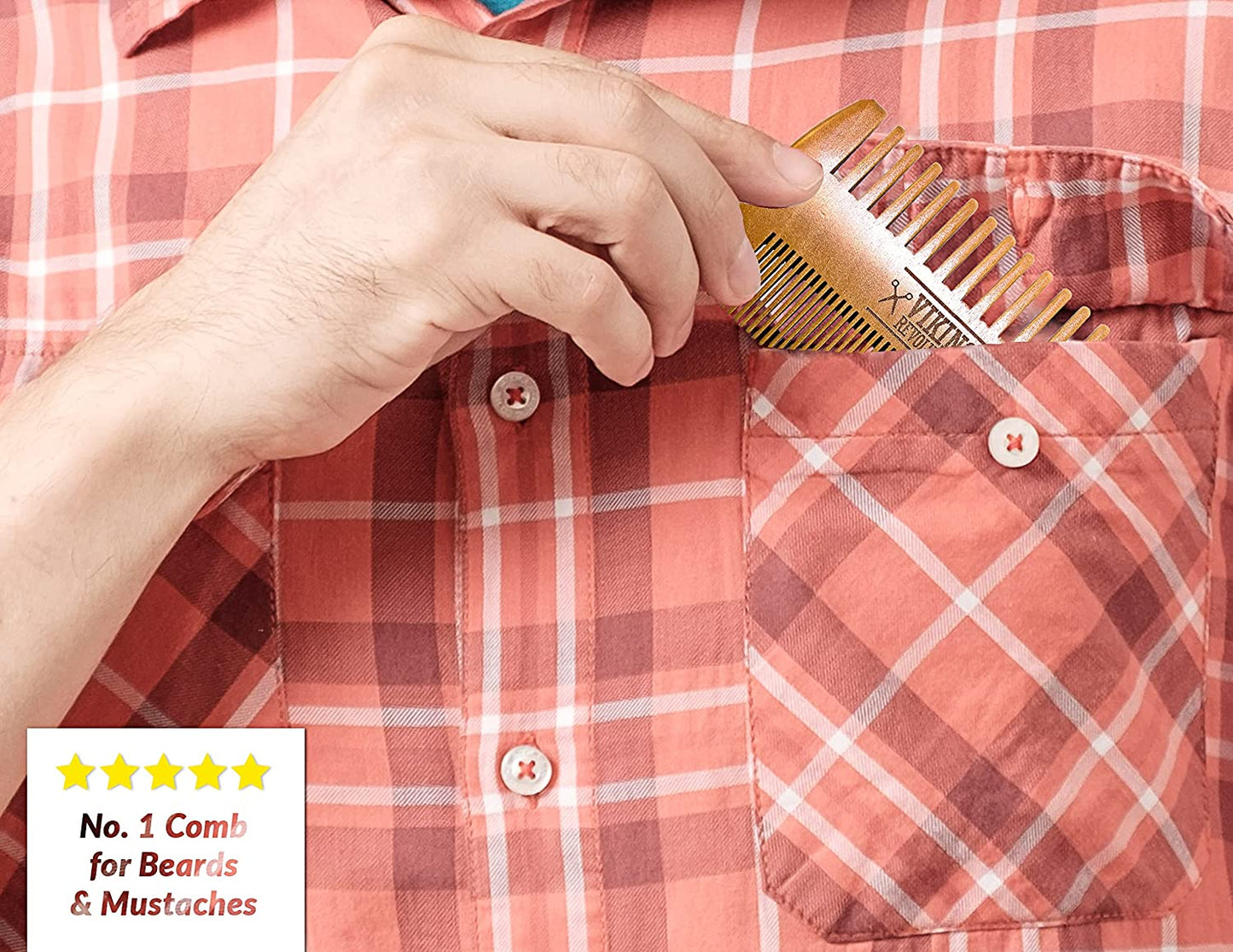 Wooden Beard Comb & Case, Dual Action Fine & Coarse Teeth, Perfect for Use with Balms and Oils, Top Pocket Comb for Beards & Mustaches by