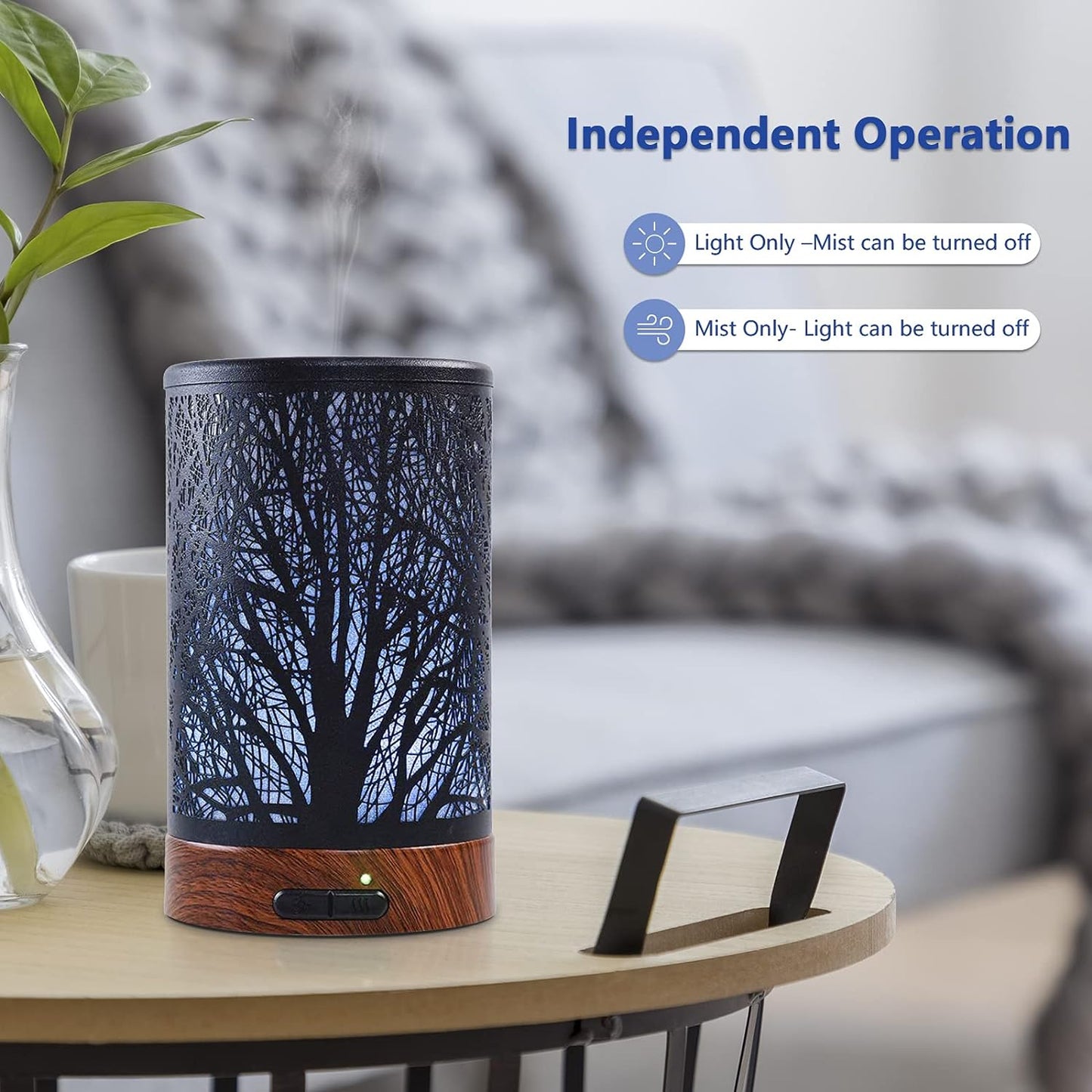 Essential Oil Diffuser 150Ml Metal Aromatherapy Oil Diffuser Ultrasonic Cool Mist Diffuser with Auto Shut-Off Protection,7 Colors Changed LED for Home Office SPA Yoga