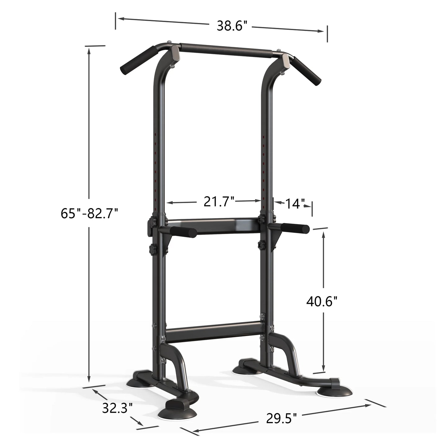 Adjustable Height Power Tower Pull Up Bar for Ultimate Strength Training – Black