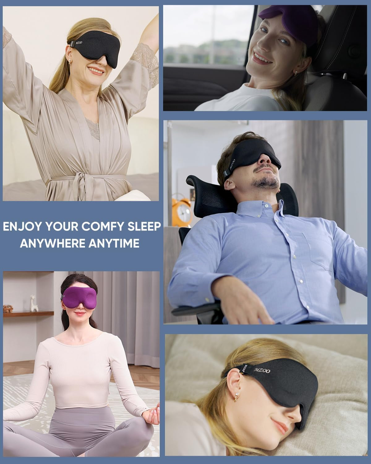Sleep Eye Mask for Men Women, Zero Eye Pressure 3D Sleeping Mask, Light Blocking Patented Design Night Blindfold, Soft Eye Shade Cover for Travel, Black
