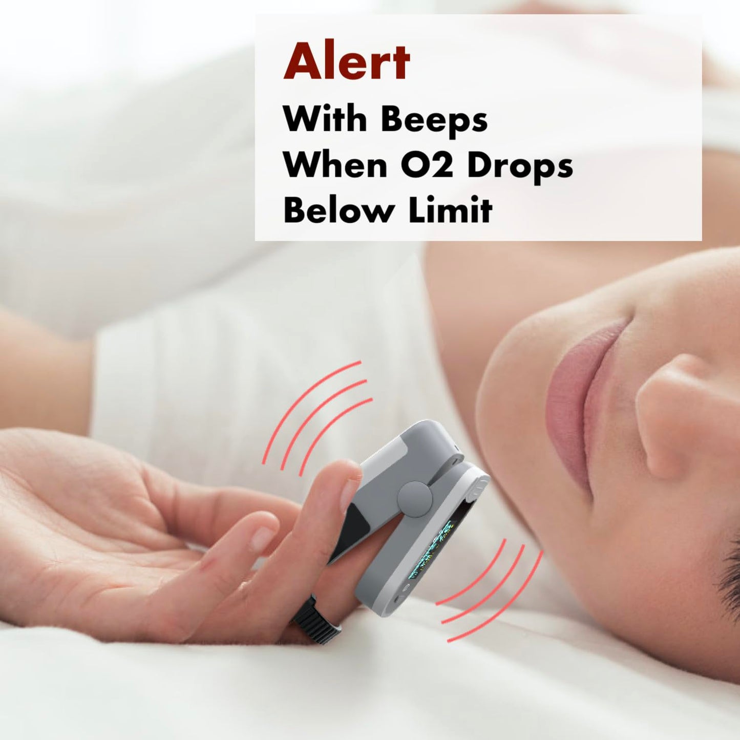 Sleep Oxygen Monitor with Built-In Recording Capability | Track Continuous Blood Oxygen Levels & Pulse Rate Overnight | Provides Sleep Report & Raw Data
