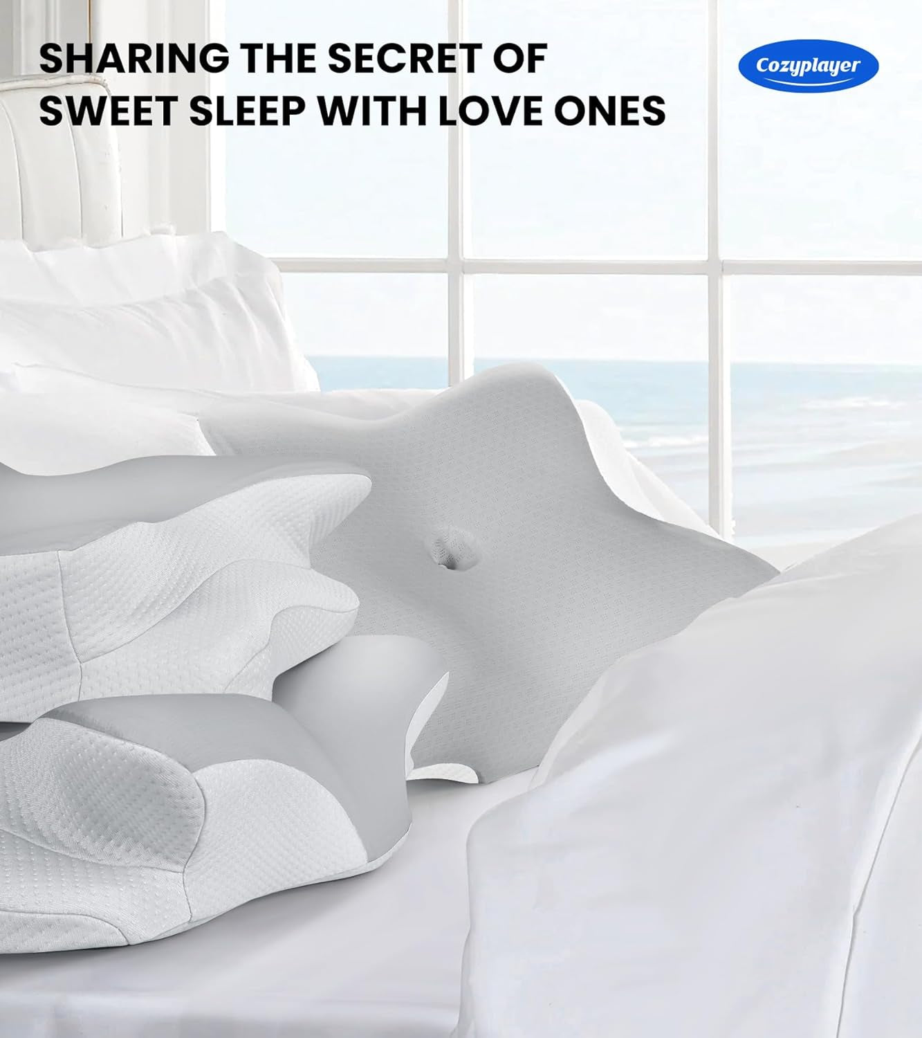 Ultra Pain Relief Cooling Pillow for Neck Support, Adjustable Cervical Pillow Cozy Sleeping, Odorless Ergonomic Contour Memory Foam Pillows, Orthopedic Bed Pillow for Side Back Stomach Sleeper