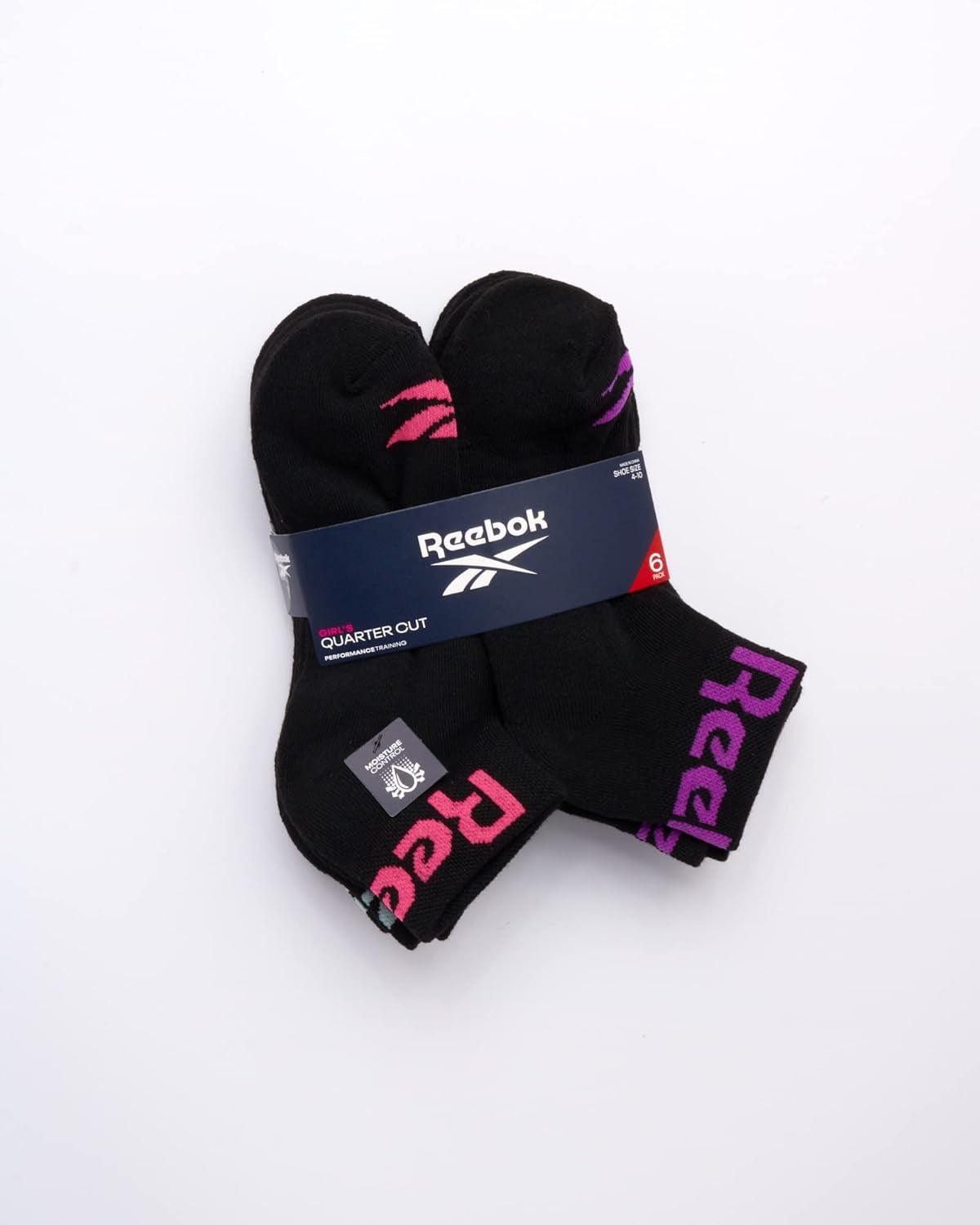 Girls' Quarter Socks - 6 Pack Moisture-Wicking Low Cut Athletic Ankle Socks for Girls (Sizes: S-L)