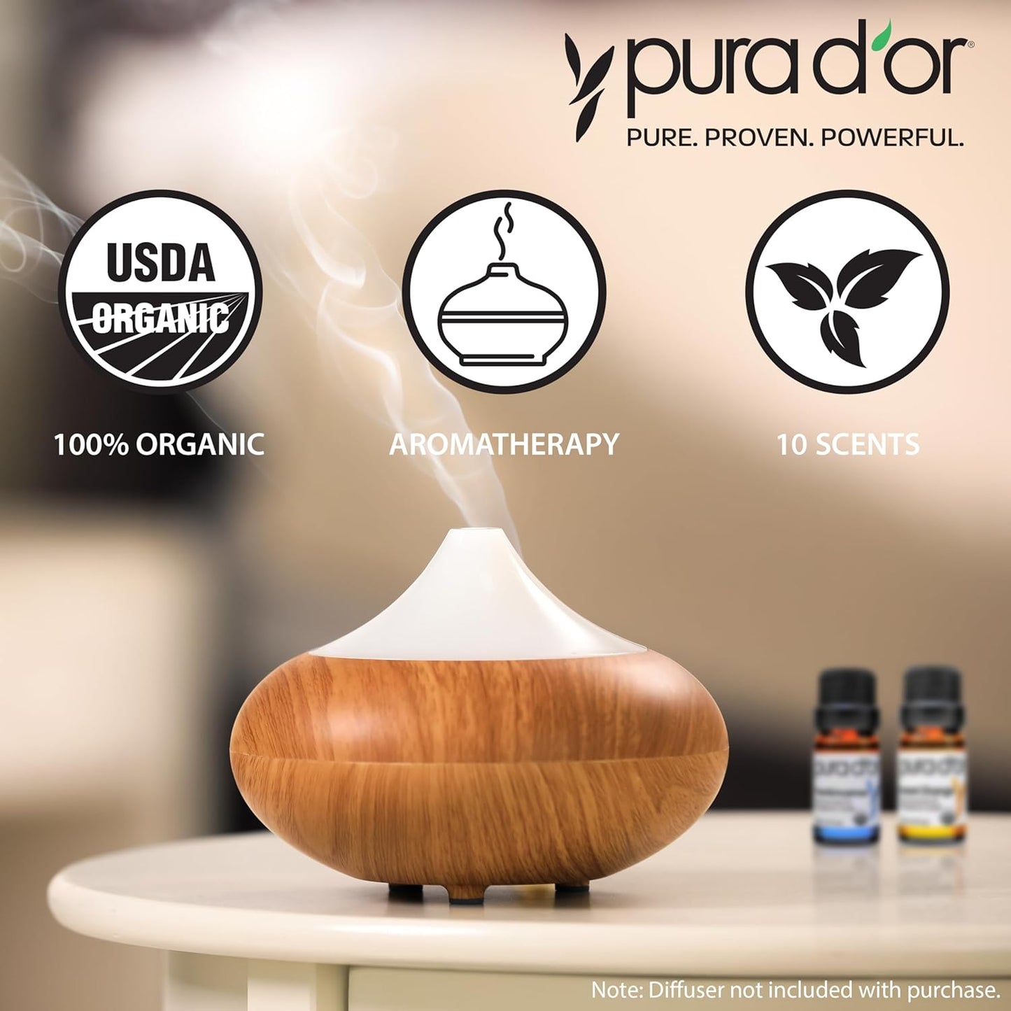 Organic Perfect10 Essential Oils Set - 10X 10Ml Wood Box Aromatherapy Gift Set - 100% Pure Therapeutic Grade for Relaxation and Wellness (Lavender, Peppermint, Eucalyptus, Tea Tree & More)