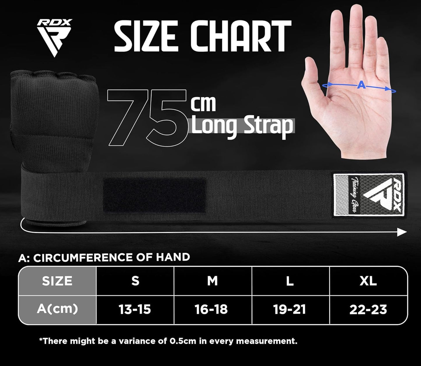Gel Boxing Hand Wraps Inner Gloves Men Women, Quick 75Cm Long Wrist Straps, Elasticated Padded Fist under Mitts Protection, Muay Thai MMA Kickboxing Martial Arts Punching Training Bandages