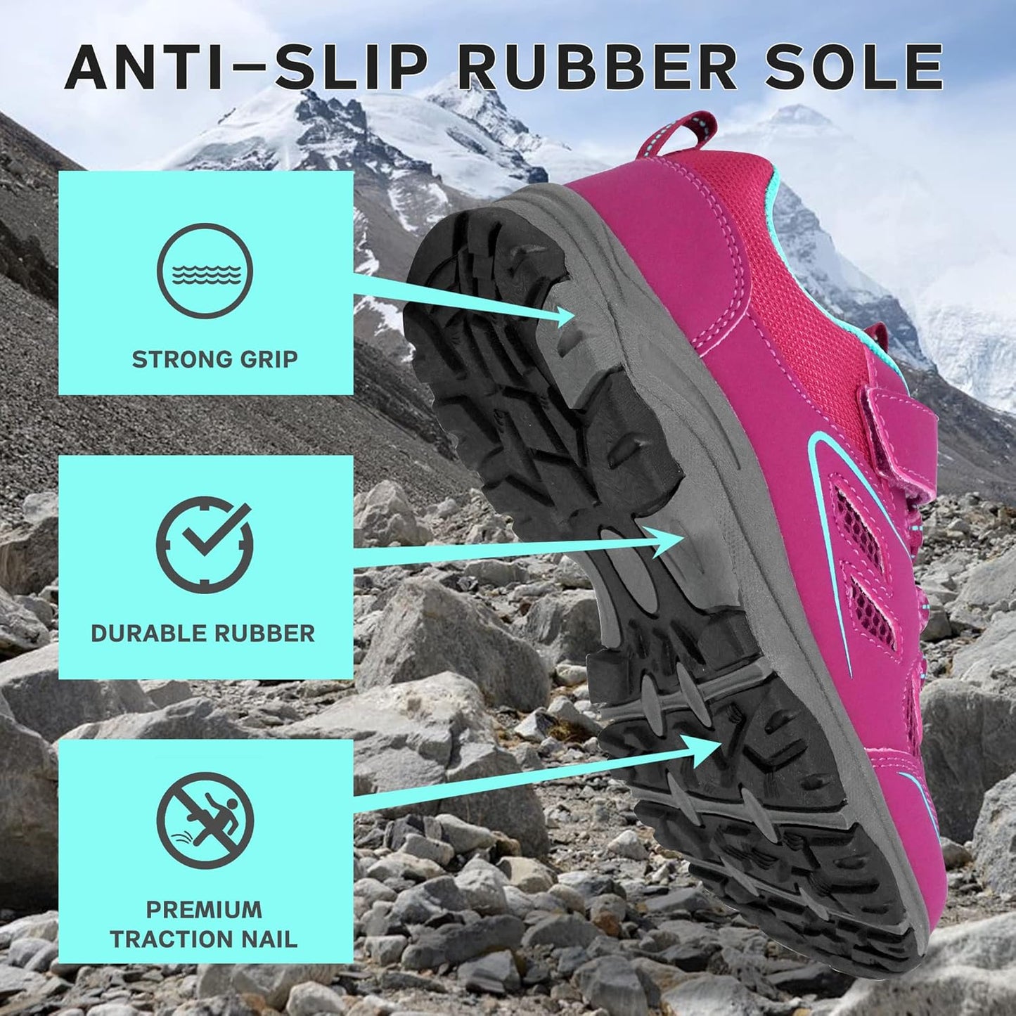 Kids Trail Running Shoes Boys Hiking Shoes Girls Hiking Boots Tennis Outdoor Slip Resistant Comfortable Sneakers for Big Kid Purple Size 5