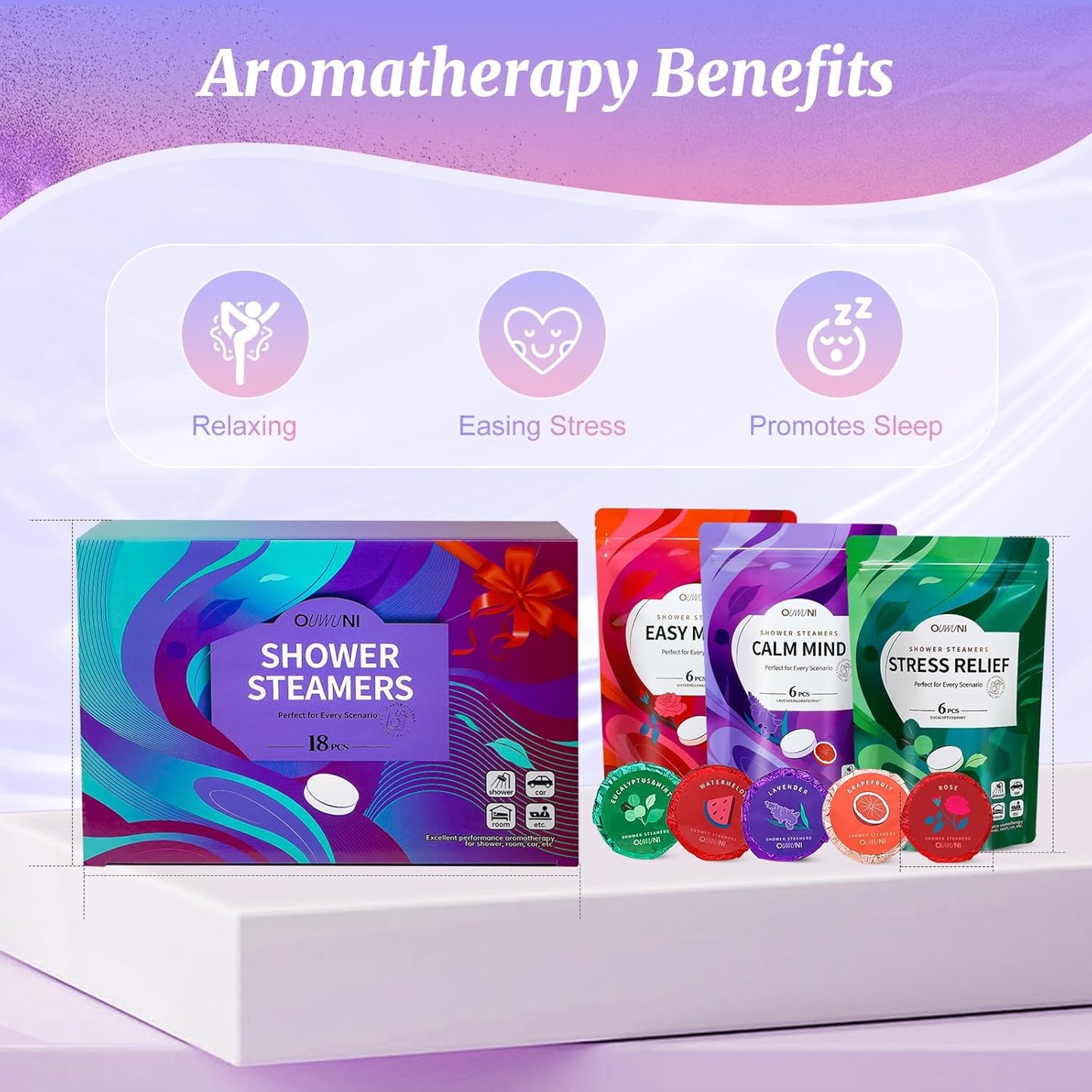 Shower Steamers Aromatherapy - 18 Pack Shower Bombs Natural Organic Essential Oils Comes with 3 Sachet, Birthday Gifts for Women, Valentines Day Gifts for Her, Gifts for Mom Her Grandma Sister