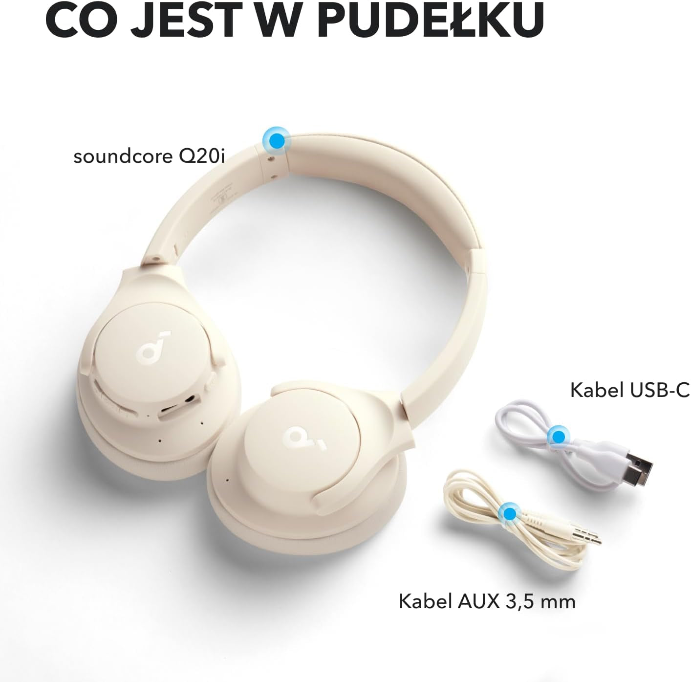 by Q20I Hybrid Active Noise Cancelling Headphones, Wireless Over-Ear Bluetooth, 40H Long ANC Playtime, Hi-Res Audio, Big Bass, Customize via an App, Transparency Mode (White)