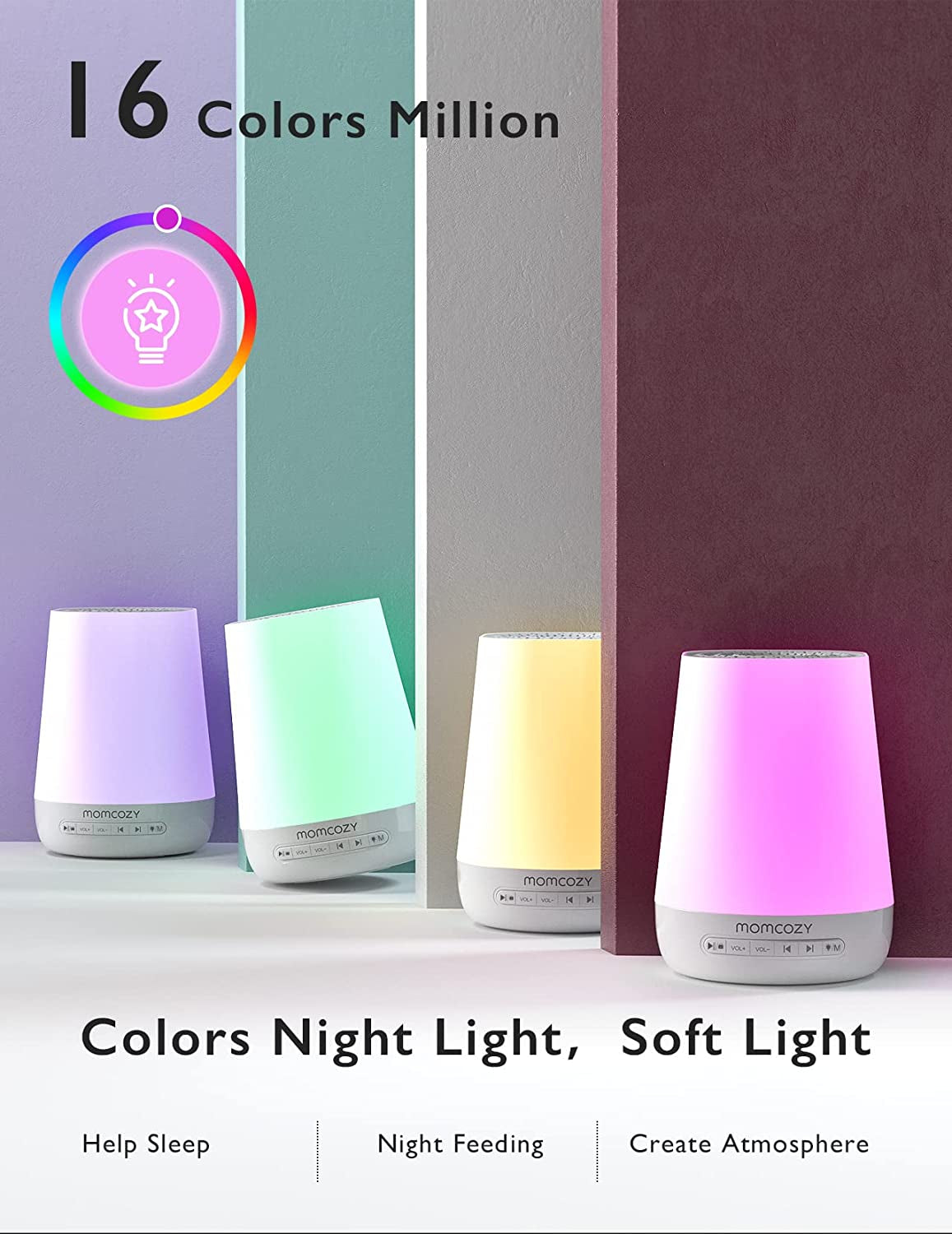 Baby Sound Machine,  White Noise Machine for Baby Sleeping with Night Light, Toddler Sleep Trainer 34 Soothing Sleep Sounds, Timer, App Remote Control, Personal Sleep Routine Alarm Clock(Blue)