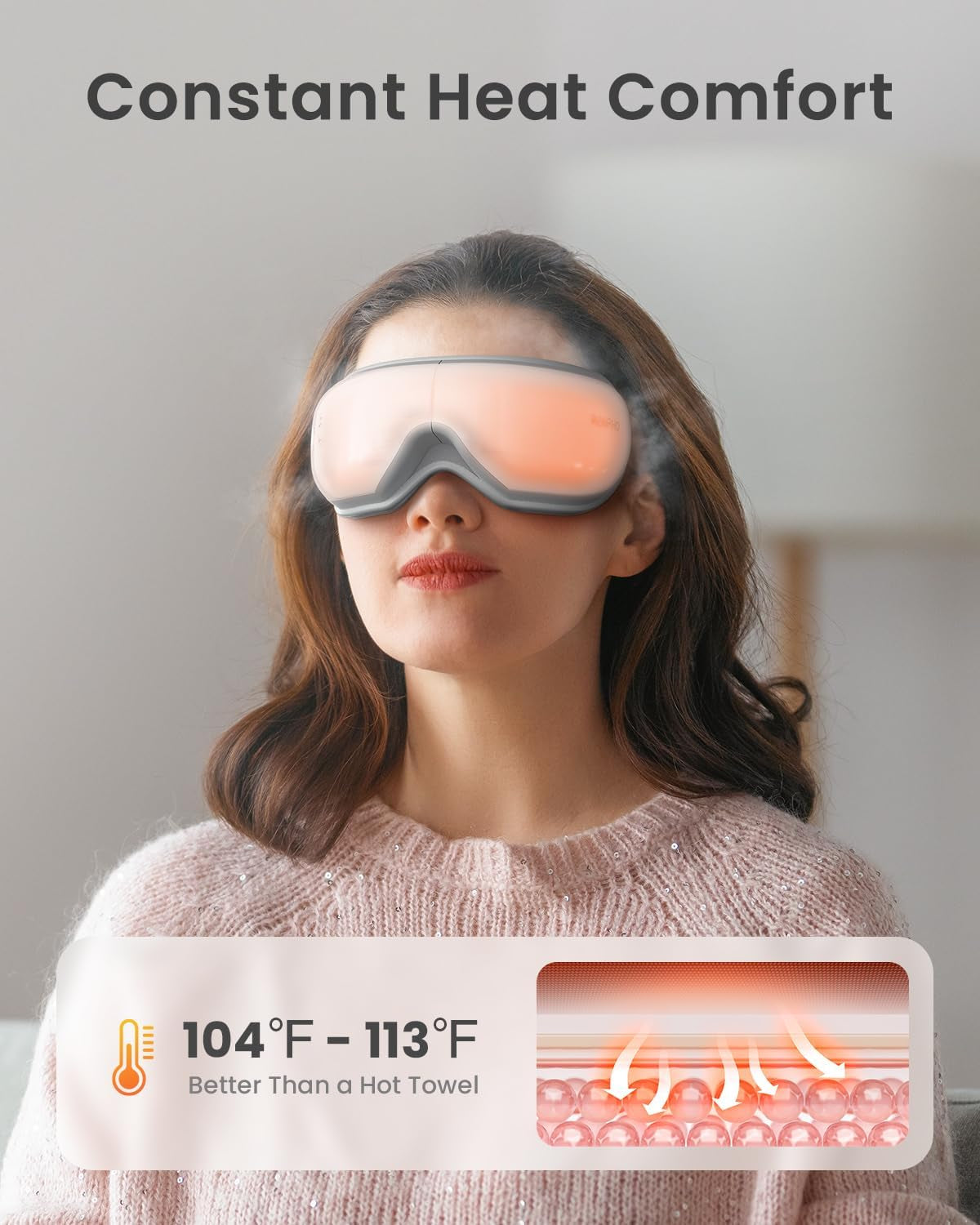 Eye Massager, Birthday Valentine'S Day Gifts for Women Men, Eyeris 1 Eye Massager FSA HSA for Migraine, Sleep Mask with Heat, Remote for Eye Strain Relief, Reduce Stye Eye, Head Massager Scalp