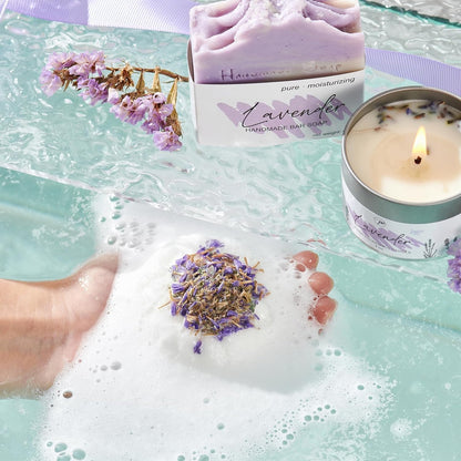 Gifts for Women Spa Lavender Bath Gift Baskets Valentines Day Gifts Relaxing Self Care Gift for Mom Her Sister Wife Auntie Home Bath Kit Care Package Birthday Friendship Gift Ideas