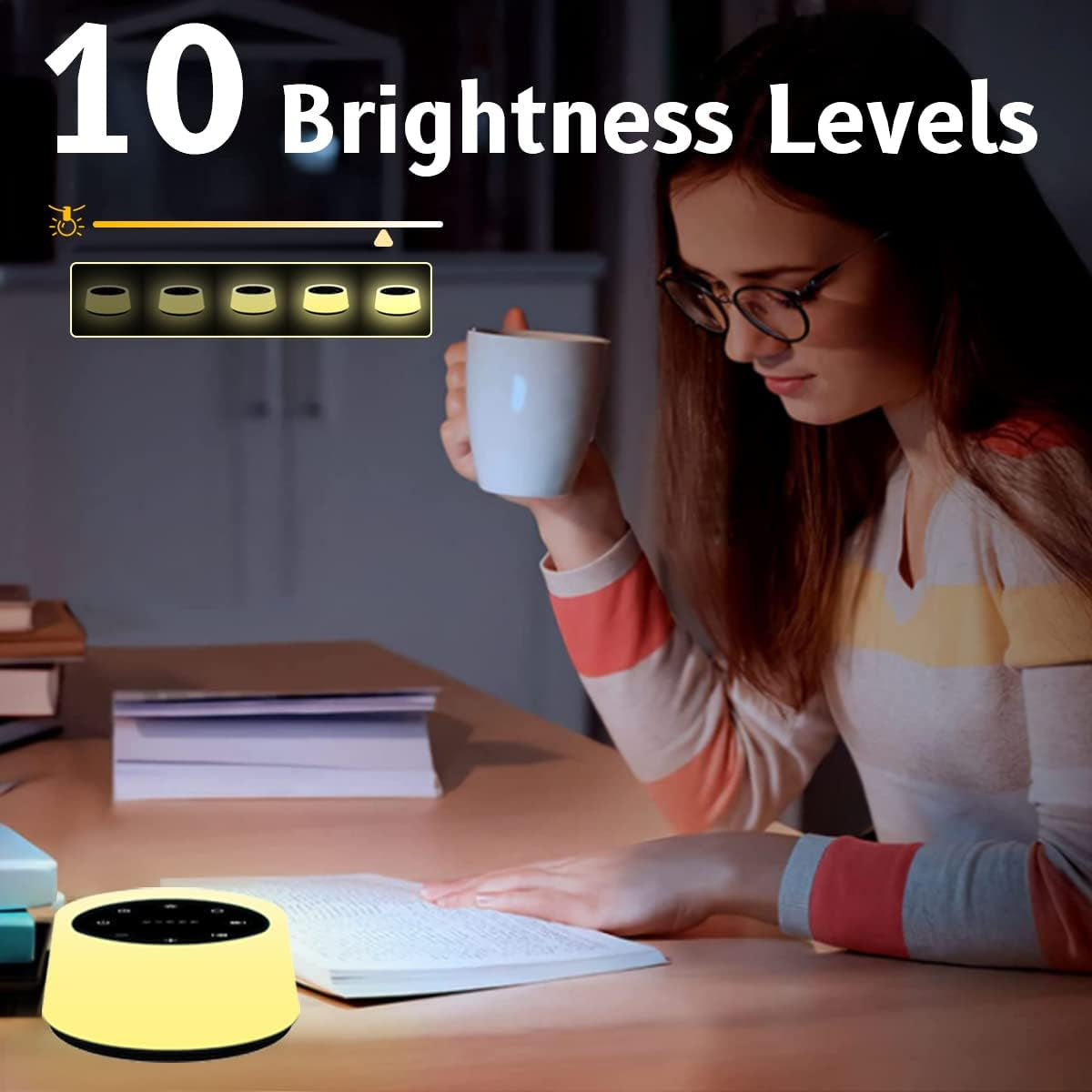 Sound Machine and White Noise Machine with 30 Soothing Sounds with 12 Colors Baby Night Light with Memory Function (Black)