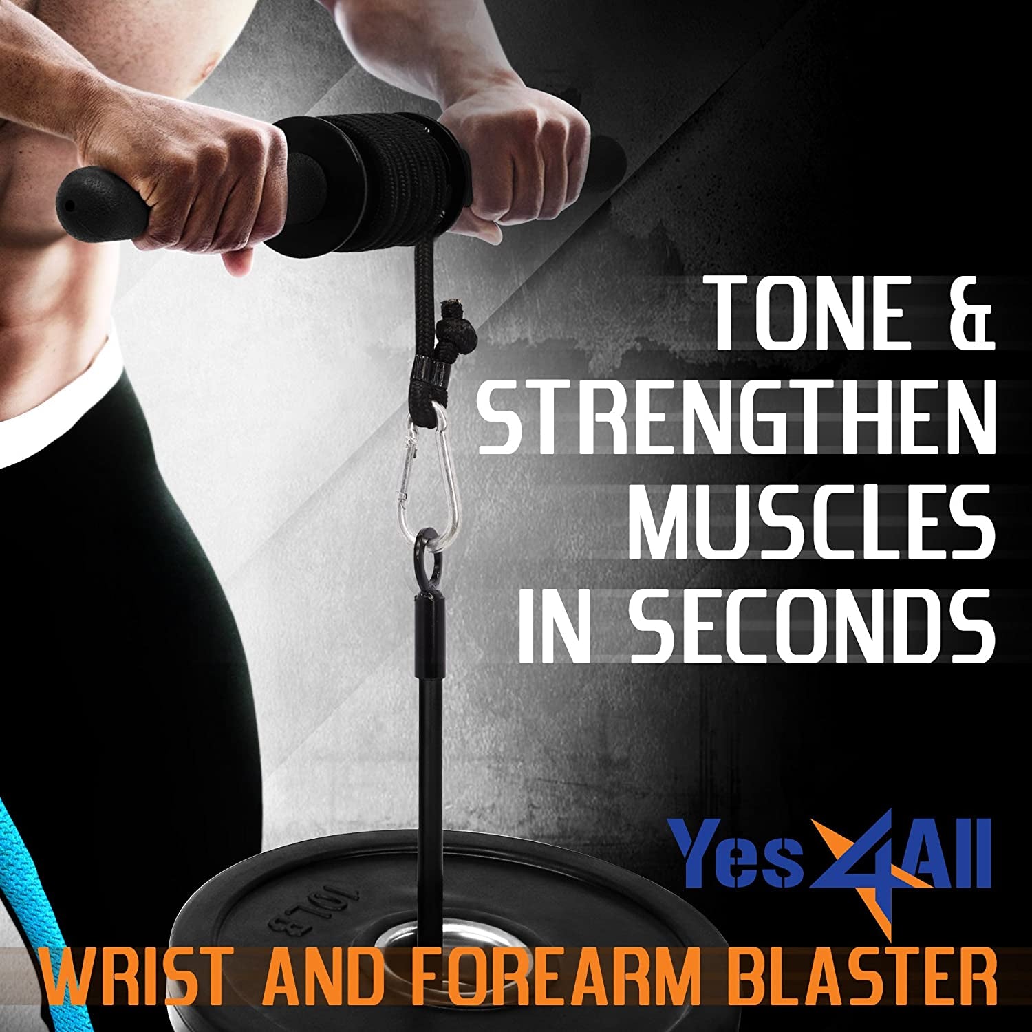 Wrist and Forearm Blaster - Wrist Roller & Forearm Roller for Training, Workout - Wrist/Arm Blaster - Fit 1-Inch Standard & 2-Inch Olympic Weight Plates