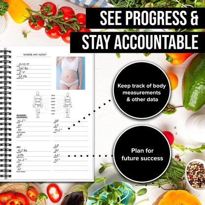 Journal for Women & Men, Food & Workout Journal, Planner Log Book to Track Weight Loss, Muscle Gain, Home Gym Exercise, Bodybuilding Progress, Daily Nutrition & Personal Health Tracker