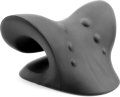 Neck and Shoulder Relaxer, Cervical Traction Device for TMJ Pain Relief and Cervical Spine Alignment, Chiropractic Pillow, Neck Stretcher (Black)