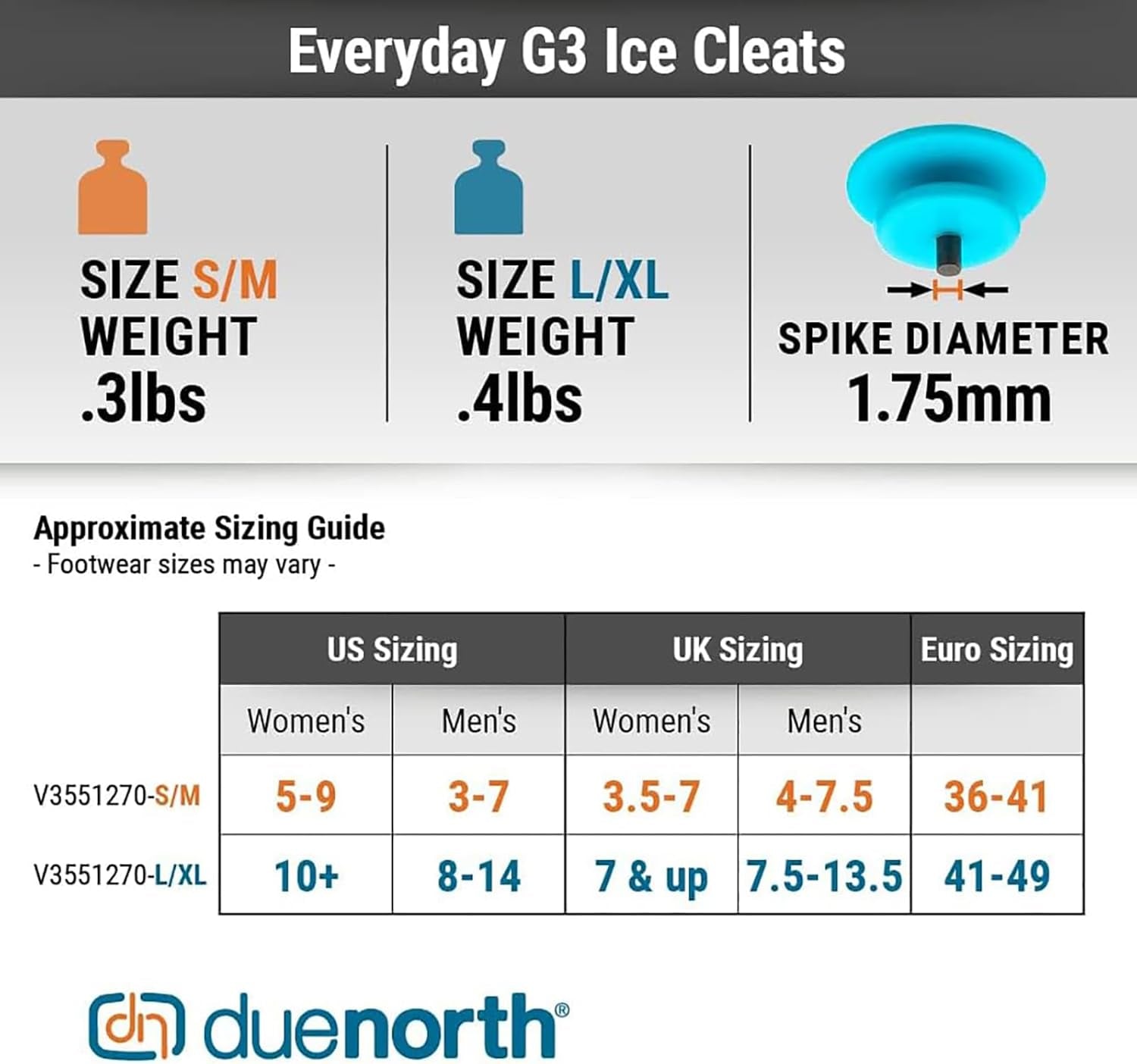 Everyday G3 Ice Cleats for Shoes & Boots - Traction Spikes for Men & Women to Improve Grip on Snow & Ice
