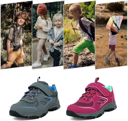 Kids Trail Running Shoes Boys Hiking Shoes Girls Hiking Boots Tennis Outdoor Slip Resistant Comfortable Sneakers for Big Kid Purple Size 5