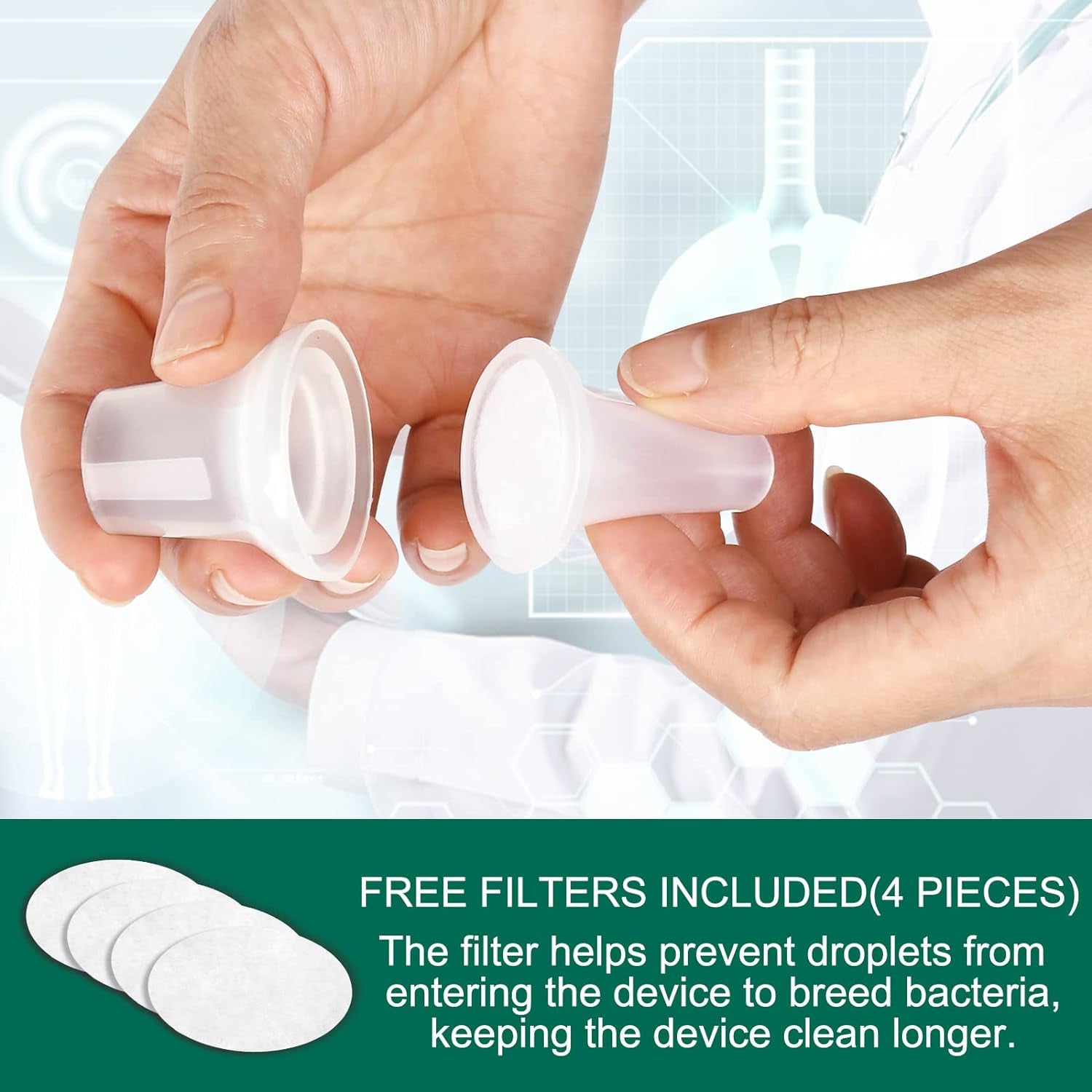 Breathing Exercise Device for Lungs, Lung Expansion and Mucus Relief Device, Portable Expiratory Breathing Exerciser with a Set of Accessories, Breathing Trainer for Lung Cleanse(Green)