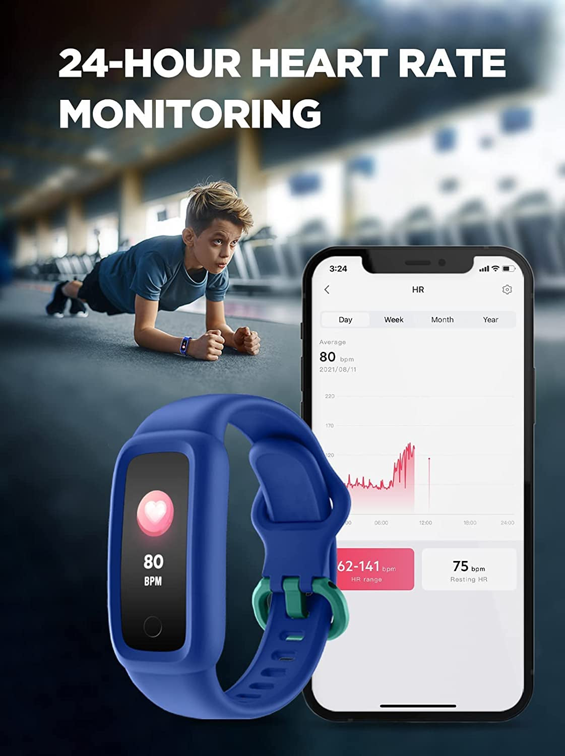 Vigor 2 Kids Fitness Tracker Watch for Girls Boys Ages 5-12, IP68 Waterproof, Activity Tracker, Pedometer, Heart Rate Sleep Monitor, Calorie Step Counter Watch