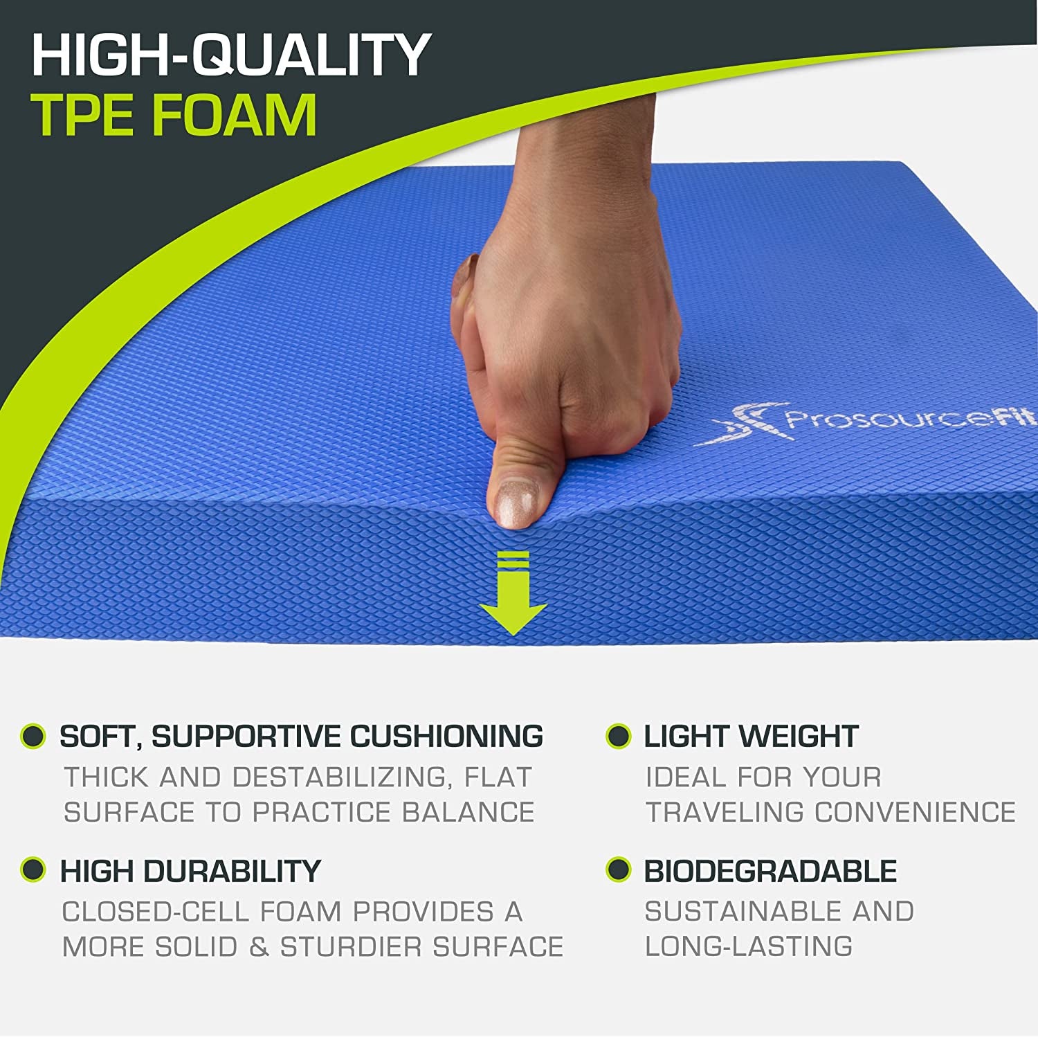 Exercise Balance Pad – Non-Slip Cushioned Foam Mat & Knee Pad for Fitness and Stability Training, Yoga, Physical Therapy 15.5”X12.75”