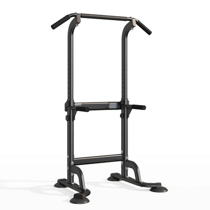 Adjustable Height Power Tower Pull Up Bar for Ultimate Strength Training – Black