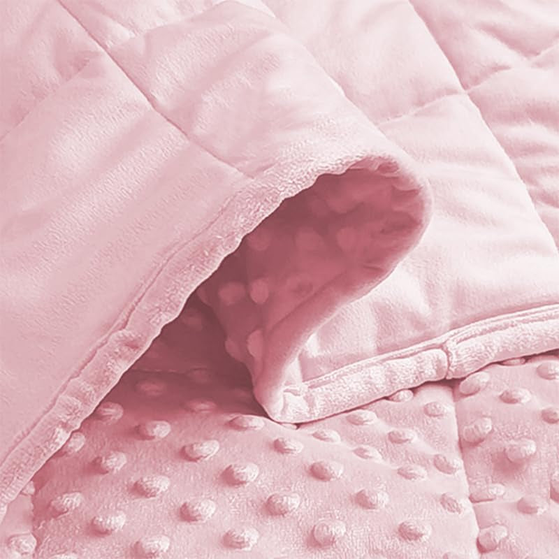 Reversible Weighted Blanket for All Season, Luxury Velvet, Warm and Cool, Adult Kids 5Lb Weighted Blanket, Enjoy Sleeping Anywhere(Pink,36"X48" 5Lbs)