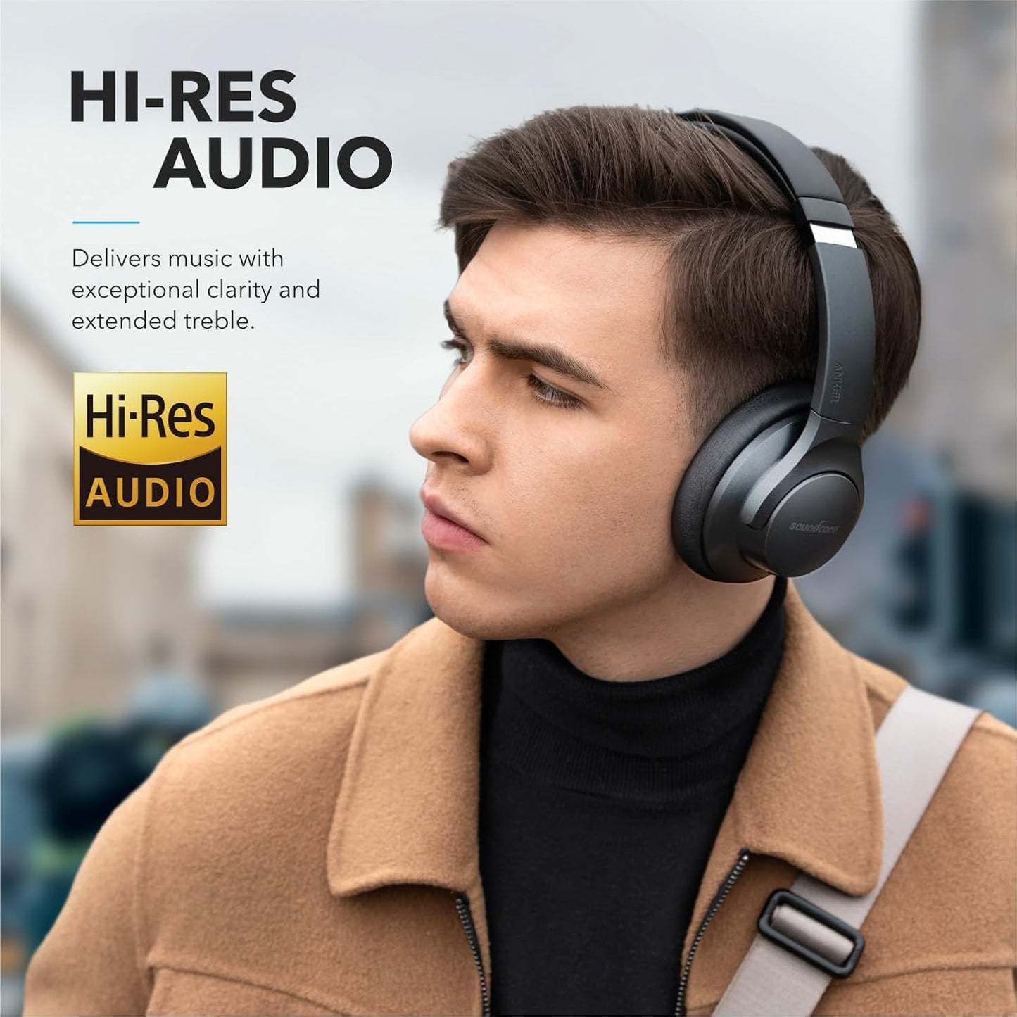 Life Q20 Hybrid Active Noise Cancelling Headphones, Wireless over Ear Bluetooth Headphones, 60H Playtime, Hi-Res Audio, Deep Bass, Memory Foam Ear Cups, Travel, Office