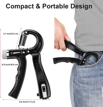 Hand Grip Strengthener 2 Pack Adjustable Resistance 10-130 Lbs Forearm Exerciser，Grip Strength Trainer for Muscle Building and Injury Recovery for Athletes