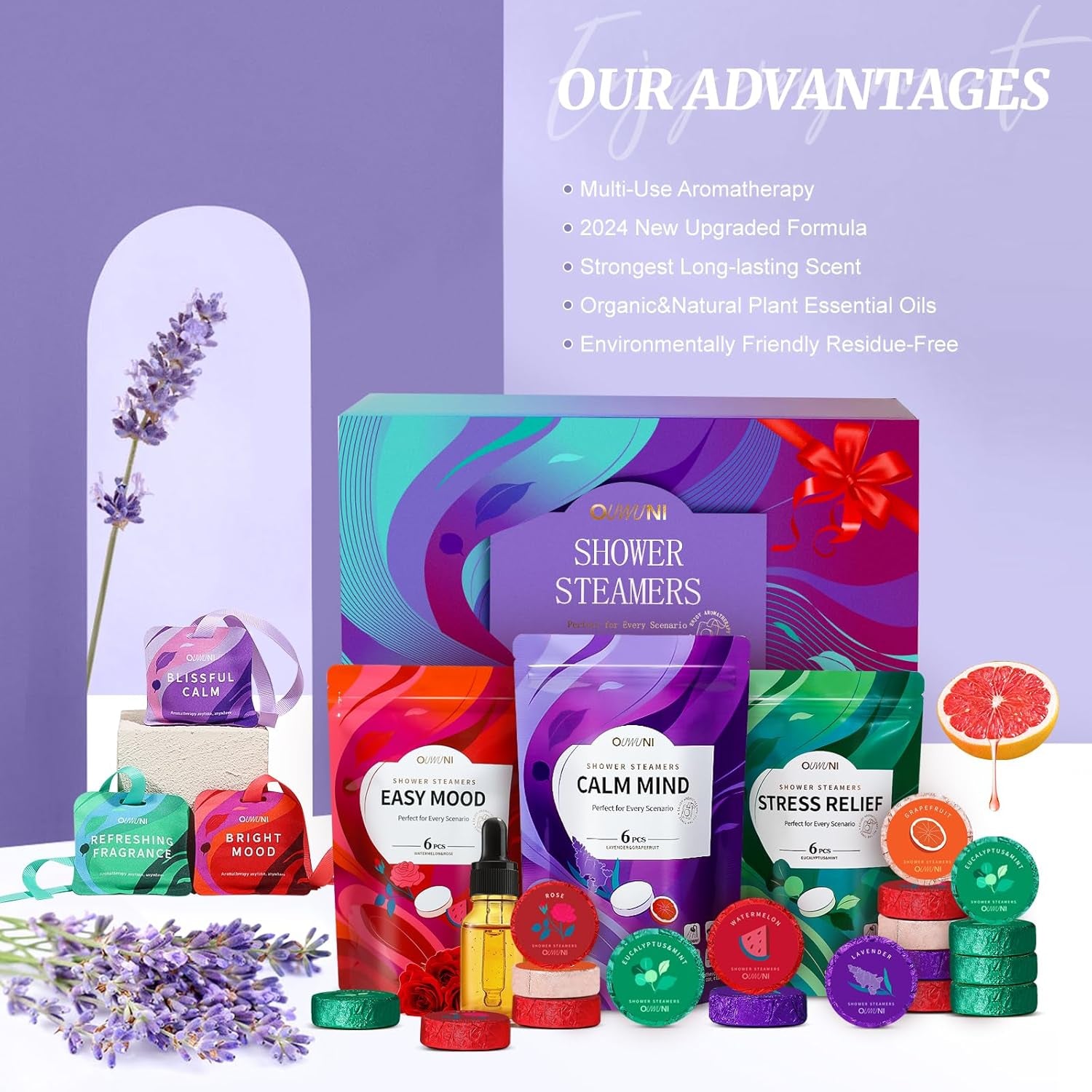 Shower Steamers Aromatherapy - 18 Pack Shower Bombs Natural Organic Essential Oils Comes with 3 Sachet, Birthday Gifts for Women, Valentines Day Gifts for Her, Gifts for Mom Her Grandma Sister