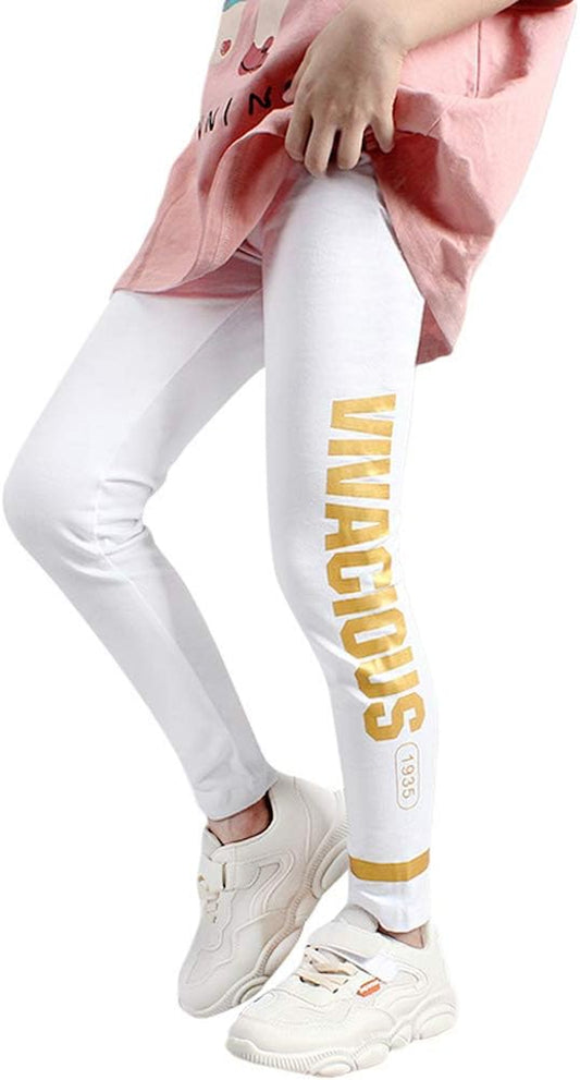 Girls' Leggings, Kids Sports Cotton Stretch Tights Pants, Dance Performance