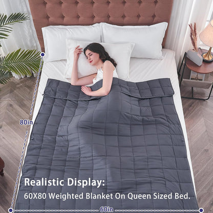 Weighted Blanket for Adults (20 Lbs, 60” X 80”, Grey) Cooling Heavy Blanket for Sleeping Perfect for 190-210 Lbs, Queen Size Breathable Blanket with Premium Glass Bead, Machine Washable
