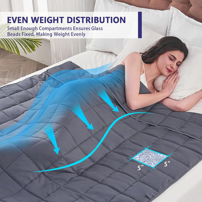 Weighted Blanket for Adults (20 Lbs, 60” X 80”, Grey) Cooling Heavy Blanket for Sleeping Perfect for 190-210 Lbs, Queen Size Breathable Blanket with Premium Glass Bead, Machine Washable