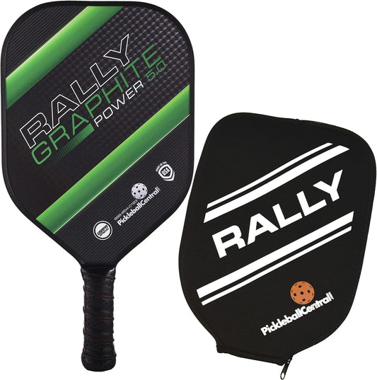 Pickleball Paddle - Rally Graphite Power 5.0 | Honeycomb Core, Graphite/Polymer Hybrid Composite Face | Power, Control, Large Sweet Spot | Paddle Cover