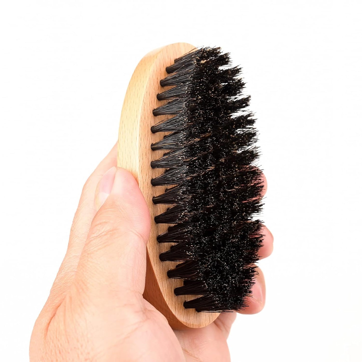 Boar Bristle Hair Beard Brush for Men, Small Soft Beard Brush, Pocket Travel Men'S Wooden Mustache Brush (Skull)