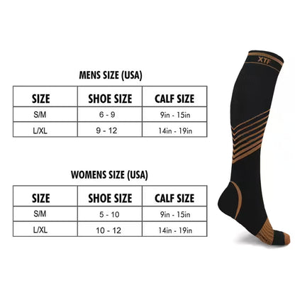 Men Small/Medium Copper-Infused V-Striped Knee-Length Compression Socks (6-Pack)