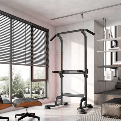 Adjustable Height Power Tower Pull Up Bar for Ultimate Strength Training – Black