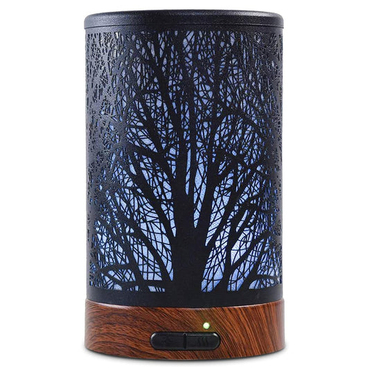 Essential Oil Diffuser 150Ml Metal Aromatherapy Oil Diffuser Ultrasonic Cool Mist Diffuser with Auto Shut-Off Protection,7 Colors Changed LED for Home Office SPA Yoga