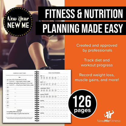 Journal for Women & Men, Food & Workout Journal, Planner Log Book to Track Weight Loss, Muscle Gain, Home Gym Exercise, Bodybuilding Progress, Daily Nutrition & Personal Health Tracker