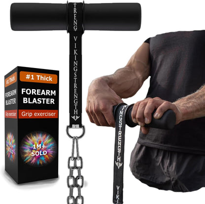 Forearm Blaster- Thick Handle Forearm Strengthener Exercise Equipment. Thick Wrist Roller for Muscle Building and Injury Prevention Hand Grip Strength + V-Strength Workout App